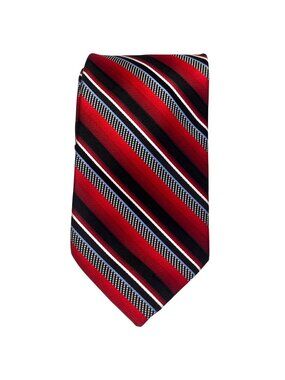 The Savile Row Company Mens Red & Black Striped Necktie  (3/$15)